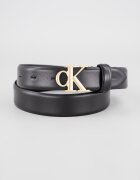 CALVIN KLEIN Кожен колан с тока с лого Златист/Черен