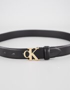 CALVIN KLEIN Кожен колан с тока с лого Златист/Черен