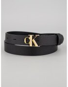CALVIN KLEIN Кожен скини колан с метално лого - Черен