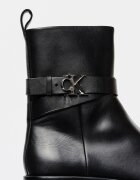 CALVIN KLEIN Кожени боти с метално лого Черен