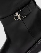 CALVIN KLEIN Кожени дълги ботуши с метално лого Черен