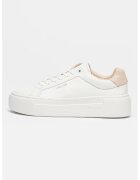 CALVIN KLEIN Кожени спортни обувки с равна платформа - Бял/Тъмнобежово