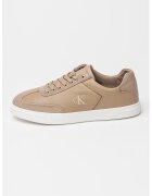 CALVIN KLEIN Кожени спортни обувки с велур - Карамел/Крем