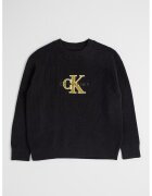 CALVIN KLEIN Памучен пуловер с овално деколте и лого