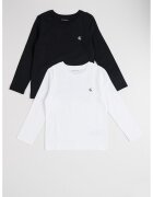 CALVIN KLEIN Памучна блуза с овално деколте - 2 броя - Бял/Черен