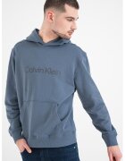 CALVIN KLEIN Памучно худи с джоб кенгуру - Прашно синьо