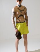 CALVIN KLEIN Плувни шорти с връзка и лого Лайм зелено