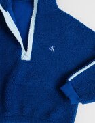 CALVIN KLEIN Плюшен пуловер с къс цип Кралско Синьо