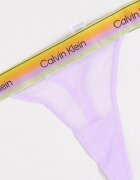 CALVIN KLEIN Полупрозрачна танга с лого Лилав