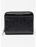 CALVIN KLEIN Портфейл Emossed Medium с цип и релеф - Черен