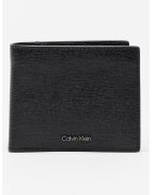 CALVIN KLEIN Портфейл от кожа Сафиано и калъф за карти - Черен