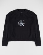 CALVIN KLEIN Пуловер с рипс Черен