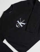CALVIN KLEIN Пуловер с рипс Черен