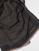 CALVIN KLEIN Раиран шал с ресни Черен/Кафяв