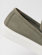 CALVIN KLEIN Равни кожени мокасини Бледозелен/Бял