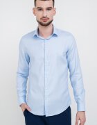 CALVIN KLEIN Риза с остра яка Светлосин