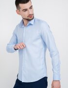 CALVIN KLEIN Риза с остра яка Светлосин