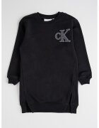 CALVIN KLEIN Рокля-суитшърт с шлицове отпред - Черен/Сребрист