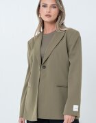 CALVIN KLEIN Сако с цепка на подгъва на гърба Маслинено зелено
