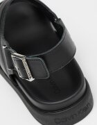 CALVIN KLEIN Сандали от кожа и текстил с каишка с тока Черен