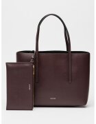 CALVIN KLEIN Шопинг чанта от еко кожа с отделящ се несесер - Тъмновиолетов