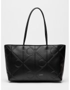 CALVIN KLEIN Шопинг чанта с монограм - Черен