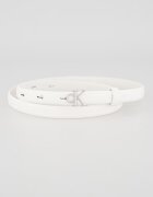 CALVIN KLEIN Скини кожен колан с лого Бял