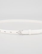 CALVIN KLEIN Скини кожен колан с лого Бял