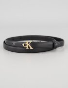 CALVIN KLEIN Скини кожен колан с лого Черен