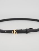 CALVIN KLEIN Скини кожен колан с лого Черен