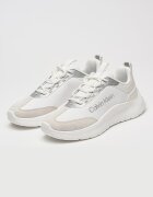 CALVIN KLEIN Скосени спортни обувки от текстил с велур Бял/Сребрист