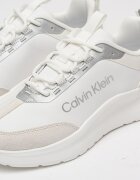 CALVIN KLEIN Скосени спортни обувки от текстил с велур Бял/Сребрист