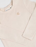 CALVIN KLEIN Слим блуза с памук с бляскави нишки Платинено злато