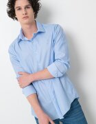 CALVIN KLEIN Слим риза Пастелносин