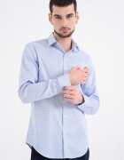 CALVIN KLEIN Слим риза с принт и дълги ръкави Бял/Светлосин
