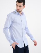 CALVIN KLEIN Слим риза с принт и дълги ръкави Бял/Светлосин