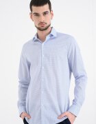 CALVIN KLEIN Слим риза с принт и дълги ръкави Бял/Светлосин
