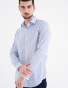 CALVIN KLEIN Слим риза с принт и дълги ръкави Бял/Светлосин
