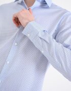 CALVIN KLEIN Слим риза с принт и дълги ръкави Бял/Светлосин