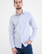 CALVIN KLEIN Слим риза със ситно райе Бял/Син