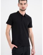 CALVIN KLEIN Слим тениска от пике - Черен