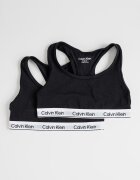 CALVIN KLEIN Спортни бюстиета с лого и изрязан гръб - 2 броя Бял/Черен