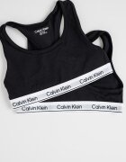 CALVIN KLEIN Спортни бюстиета с лого и изрязан гръб - 2 броя Бял/Черен