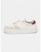 CALVIN KLEIN Спортни обувки Ff Cupsole с велур и връзки - Бял/Светло сив/Тъмновиолетов