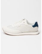 CALVIN KLEIN Спортни обувки от кожа с перфорации - Светло сив/Мръснобял/Тъмносин