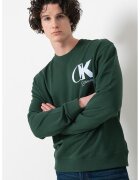 CALVIN KLEIN Суитшърт с лого - Тъмнозелен/Ледено синьо