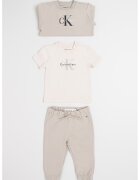 CALVIN KLEIN Суитшърт с органичен памук - тениска и спортен панталон - Бледозелен/Светло бежово