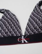 CALVIN KLEIN Сутиен тип бралет с монограм Бял/Черен/Тъмночервен