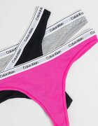 CALVIN KLEIN Танга с еластична талия с лого - 3 чифта Черен/Светло сив/Фуксия