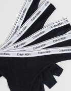 CALVIN KLEIN Танга с еластична талия с лого - 5 чифта Черен